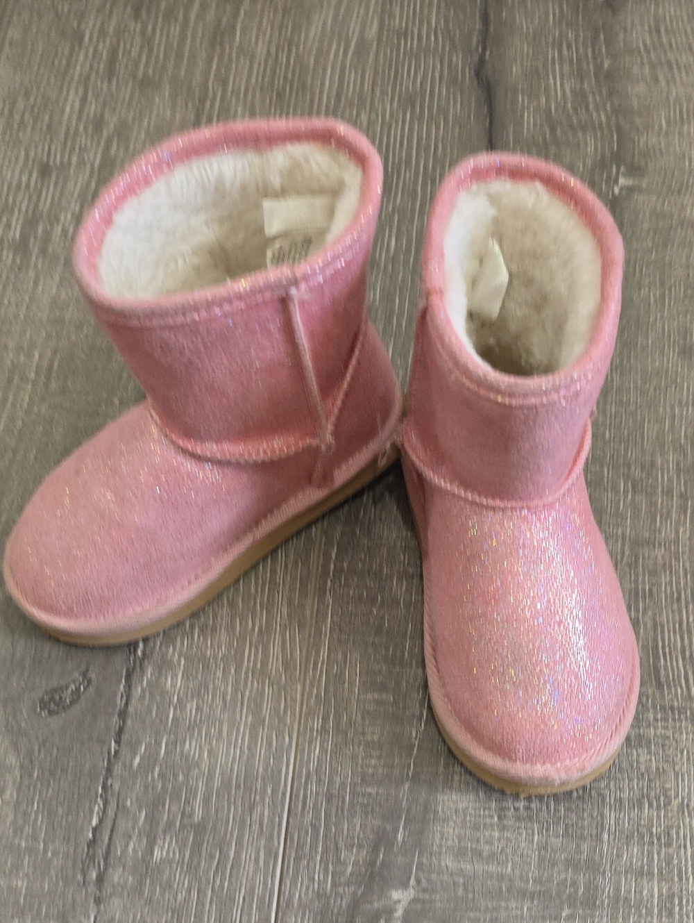 Kids Glitter Pink Boots - Cozy Fleece Lined